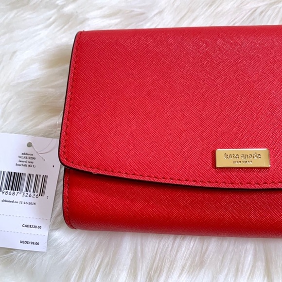 Kate Spade Laurel Way Hot Chili Addison Wallet Bag - Picture 3 of 8